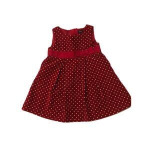 Baby Gap Girls Corduroy Dress Red White Polka Dots Size 12-18M
